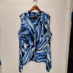 Apt.9 sleeveless blue patterned blouse